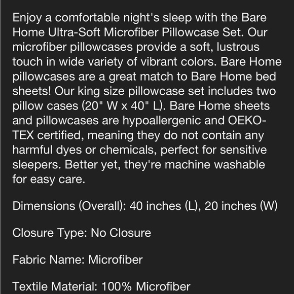 New Ultra-Soft Microfiber King Warm White Pillowcase Set by Bare Home - Picture 2 of 3